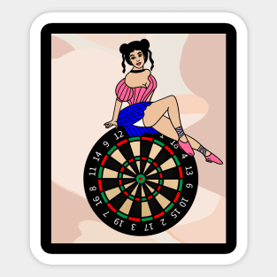 Dartboard Dart Player With Darts Arrows Sticker